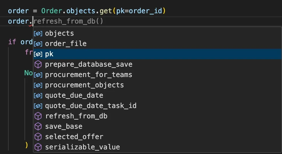 VS Code autocomplete